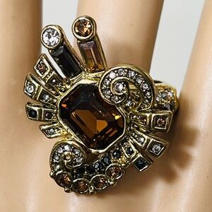 Heidi Daus SIZE 9 Statement Ring 🆕 “French Ribbon” Deco Style in black ring box